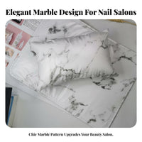 2 Pieces Soft & Comfortable Marble Pattern Nail Cushion Set Washable Manicure Hand Pillow Easy to Clean for Beauty Students, Home Use, Spa