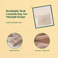 Makeup Bag, Mini Doublefastener Travel Organizer, Mesh Cosmetic Storage Pouch for Women, Small Multipurpose Case
