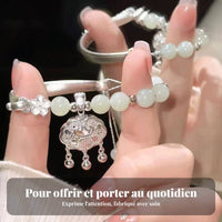 Longevity Lock Bracelet Good Luck Charm Half Bangle Half Chain Bracelet