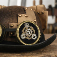 Steampunk Top Hat Rivet-Style Studs Top Hat with Goggles Decorative Ear Pieces