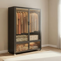 Adjustable Metal Wardrobe Easy to Clean Metal Storage Locker Clothing Organizer Attractive Doors Bedroom Furniture for Children