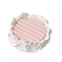 Round Jewelry Tray Carved Resin Band Holder Dish Textile-Covered