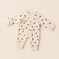 Side Tie Infant Jumpsuit Convenient Closures Gender-Neutral Cotton Jumpsuit Soft