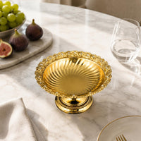 Gold Fruit Tray Openwork Pedestal Fruit Bowl Reflective Interior