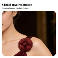 Classic Design Tweed Camellia Brooch Elegant Camellia Flower Lapel Pin for Bridesmaids, Mothers, Formal Events, Special Occasions, Parties