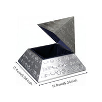 Pyramid Jewelry Box Engraved Pattern Tin Alloy Jewelry Box Decorative