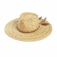Crown Top Straw Hat Hand-Woven Wide Brim Straw Hat Headwear Adjustable Fit Chic Accessory Breathable for Women, Summer, Beach