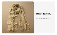 Tattered Desolate Wrap Tassel Scarf Distressed Look for Women, Adults