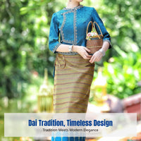 Dai Ethnic Retro Workwear Set, Jacquard Fabric Women's Suit, Summer Traditional Attire, Elegant Outfit