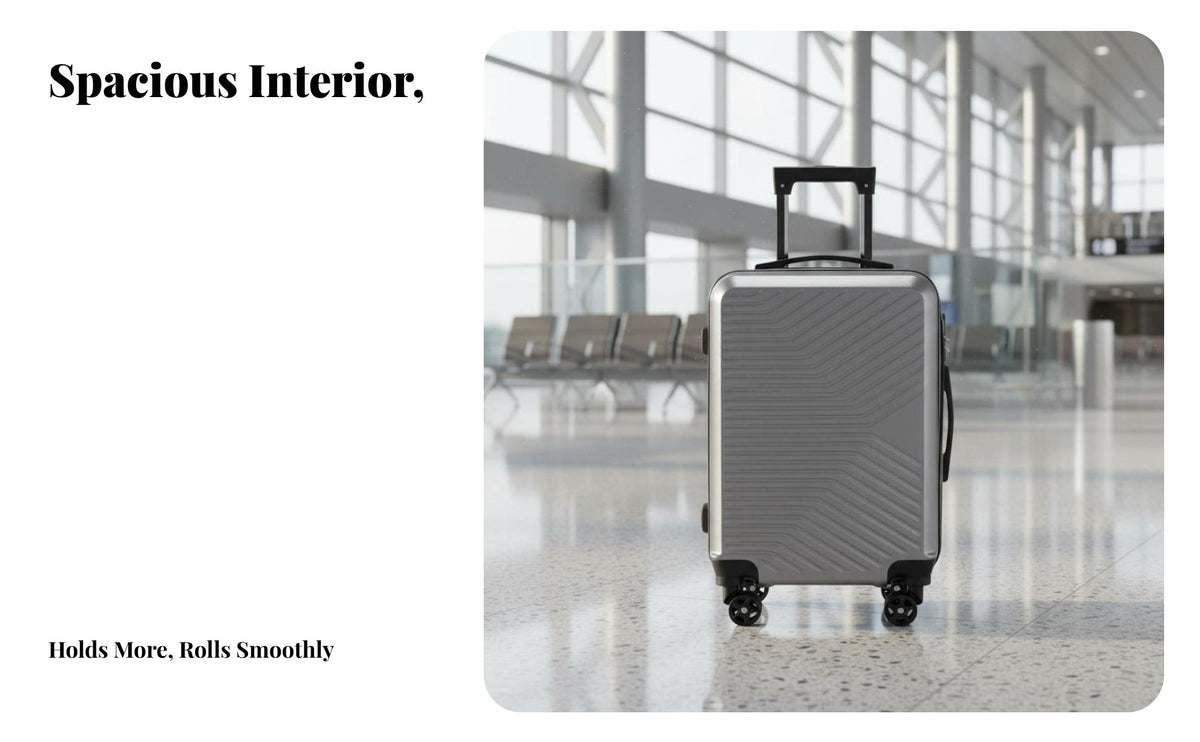 360° Wheels Hardshell Carry-on Large Capacity Suitcase Minimalist Design Luggage Spacious Interior for Vacationers, Frequent Flyers, Business Professionals, Vacations, Weekend Trips Getaways, Road Trips