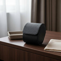 Single Watch Travel Case Soft Suede Lining Leather Watch Roll Individual Accessory Storage Flat Bottom Design for Travelers