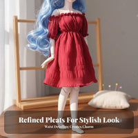 Doll Clothing Puff Sleeve BJD Doll Dress Shirred Bodice Toy Accessory