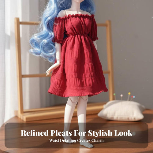 Doll Clothing Puff Sleeve BJD Doll Dress Shirred Bodice Toy Accessory