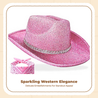 Cowboy Hat Set, Rose Glow, Bandana, Glasses, Party Costume