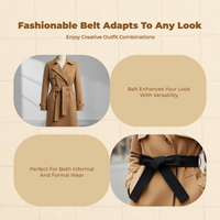 Winter Woolen Waist Belt, Soft, Black, For long coats, Unisex