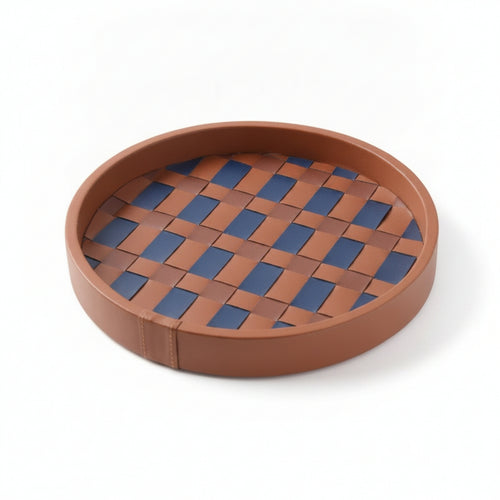 Stitched Detail Multifunctional Decorative Storage Tray Braided Organizer Tray