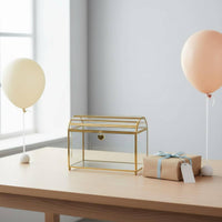 Golden Glass Card Box Nordic Design Wedding Card Holder Elegant for Brides
