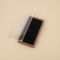 Double Coin Display Case Transparent Cover Gift Packaging Wood Finish
