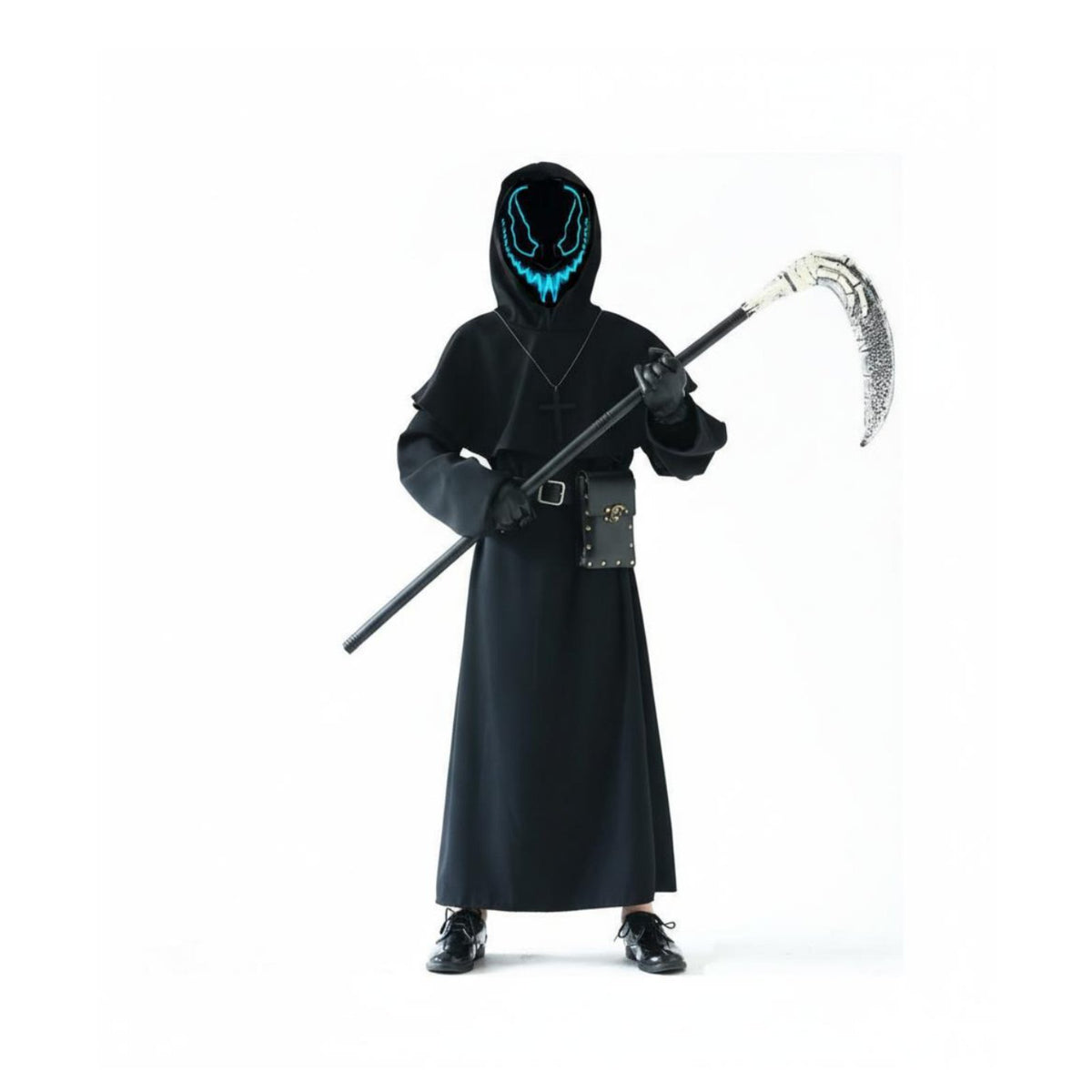 8 Pieces Grim Reaper Robe Set Hooded Design Grim Reaper Costume Set for Adults