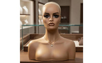 Hairpiece Display Bust Smooth Surface Female Head Bust Half-Female Form Mannequin Head
