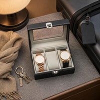 Watch Display Case PU Leather Bangle Storage Box Glass Window