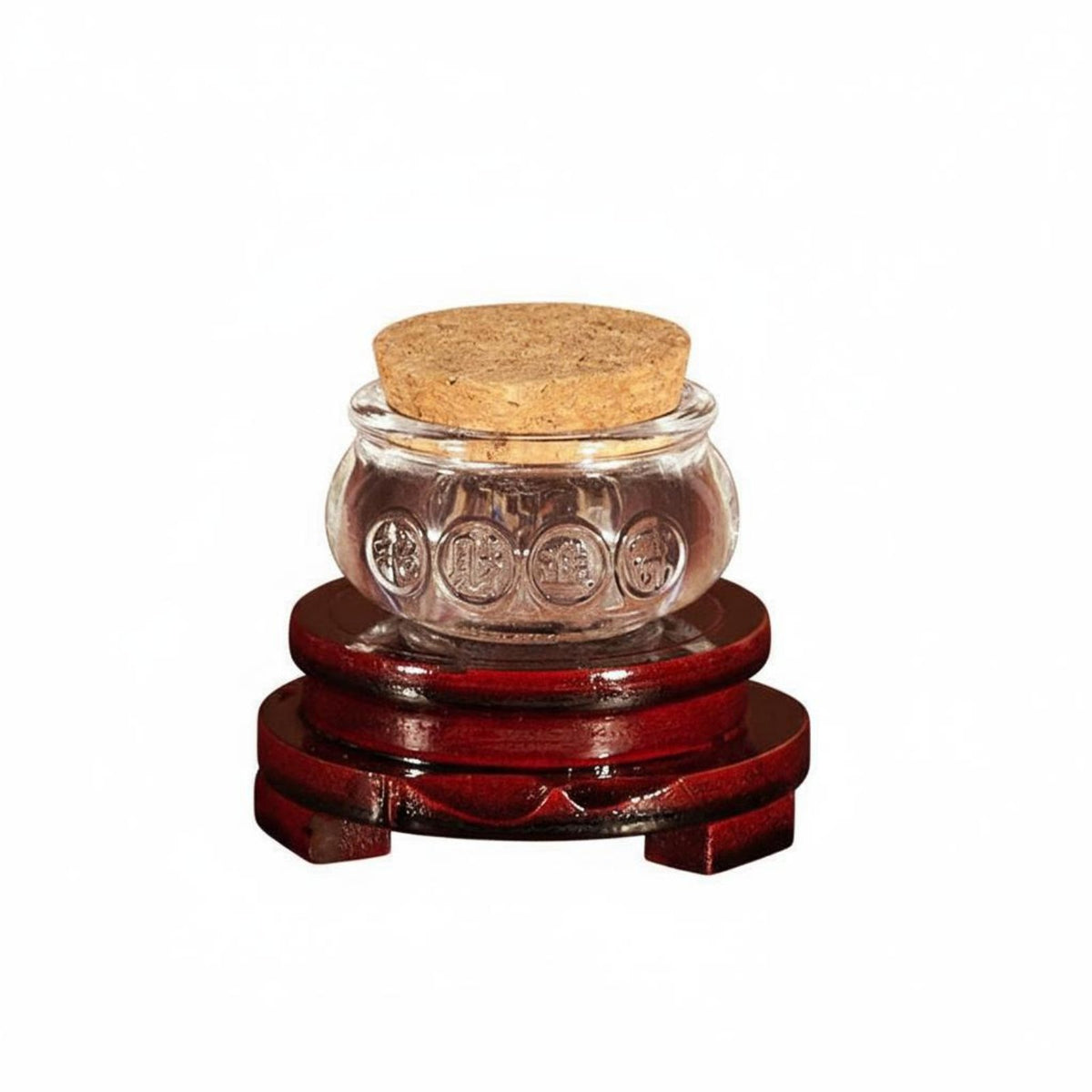 Golden Bean Display Jar Wide Mouth Design Miniature Wealth Pot Decoration Glass Treasure Basin Gift Box Included