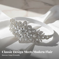 Beaded Crystal Headpiece Handmade Crystal Floral Headband Vintage Crystal Hairband Elegant Design for Women, Formal Events