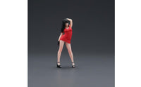 1/64 Scale Female Figure Collectible Red Dress Woman Figurine Hand Painted