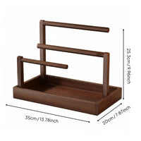 3 Tier Jewelry Stand Space Saving Necklace Rack with Tray Solid Wood Watch Display Rack for Desktop, Dresser