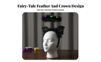 Light-up Celestial Glo Feather Extension Circle Headband Built-in Battery Light-Emitting Crown Celestial Feather Extension