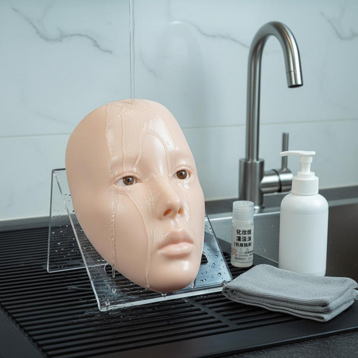 Silicone Makeup Practice Board Realistic Texture 3D Makeup Practice Face for Students, Beginners