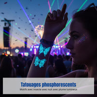 Luminescent Skin Decal Sticker, Midnight Flutterby, Waterproof, EDM, Nightclub