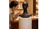 Mannequin Head with Shoulders Matte Display Bust with Shoulders Hairpiece Stand with Base Long-Neck Hat Display with Stand