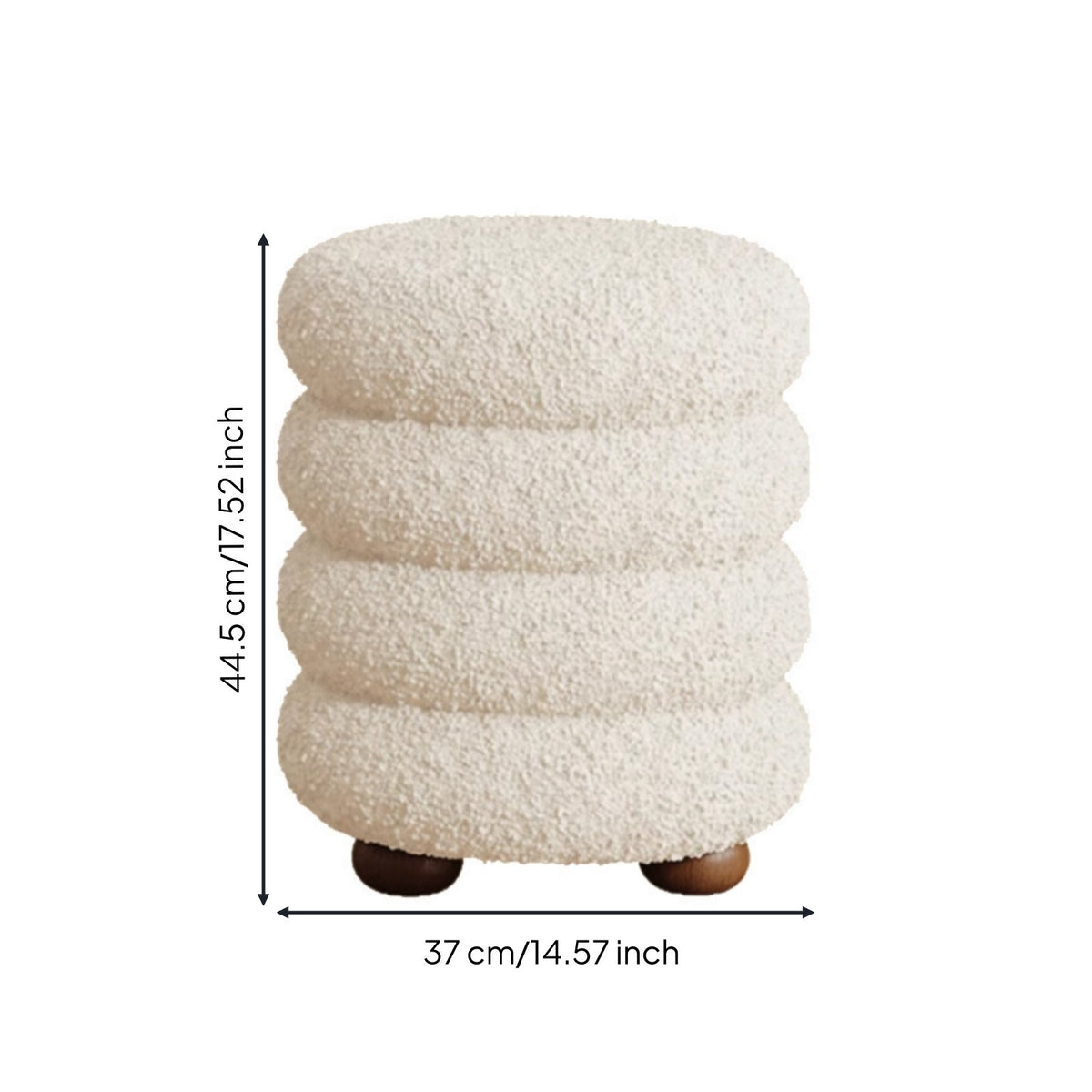 Cream Design Round Ottoman Comfortable Seating Soft Makeup Stool for Women