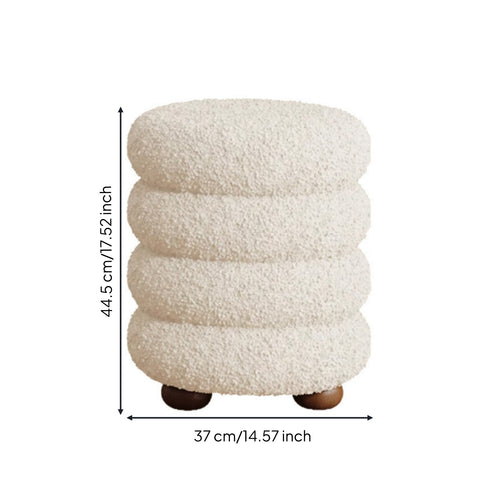 Cream Design Round Ottoman Comfortable Seating Soft Makeup Stool for Women