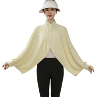 Sun Protection Cape Breathable Outerwear Button Closure for Women
