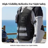 Motorcycle Reflective Vest Wear-Resistant Biker Safety Vest Safeguarding Clothing Long-Lasting Fastener Closure for Night