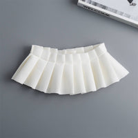 Airy White Textile Lightweight Pleated Bib Easy Overlay for Women