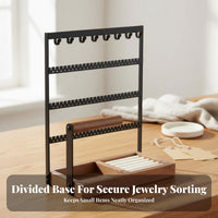 Jewelry Display Stand Sturdy 4-Tier Jewelry Rack Earring and Necklace Holder Saves Space Individual Accessory Storage