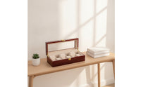 Lacquered Watch Storage Box with Glass Lid Glossy Watch Box with Glass Lid Luxury Padded for Collectors, Dresser, Bedside Table, Office Shelf
