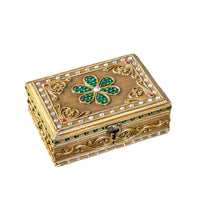 Carved Jewelry Box with Latch Handcrafted Look Wooden Jewelry Box with Mirror for Dresser, Bedside Table