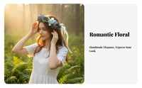 Handmade Fabric Flower Crown Headpiece, Simulated Floral Hair Accessory, Bridal, Boho, Getaway, Photography, Random Color