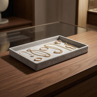 Velvet Jewelry Tray Textured Surface Accessory Storage Gray