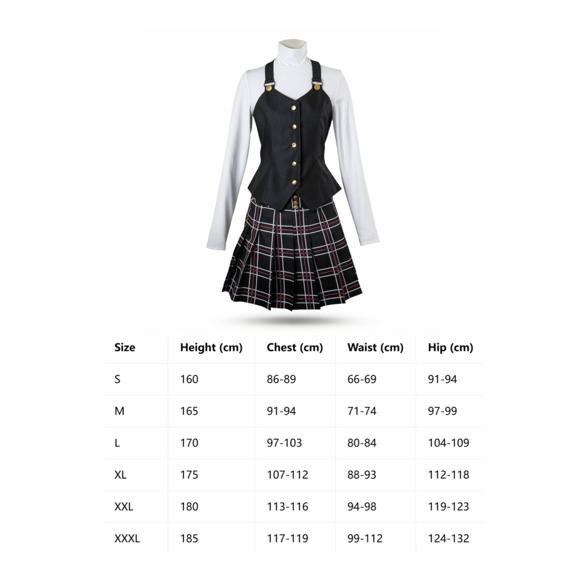 Anime Cosplay Outfit with Vest Plaid Cosplay Costume Pleated School Uniform Layered for Cosplayers, Photoshoots