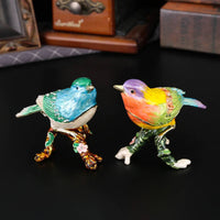 Magpie Figurine Box Jeweled Enamel Bird Jewelry Box With Crystals Bird Shaped Band Holder for Women