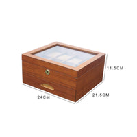 Two-Layer Watch Box Pull-out Drawer Lockable Watch Organizer Gold-Tone Hardware