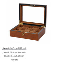 Wooden Watch Display Box Golden-Hued Hardware Watch Display Box Front Latch