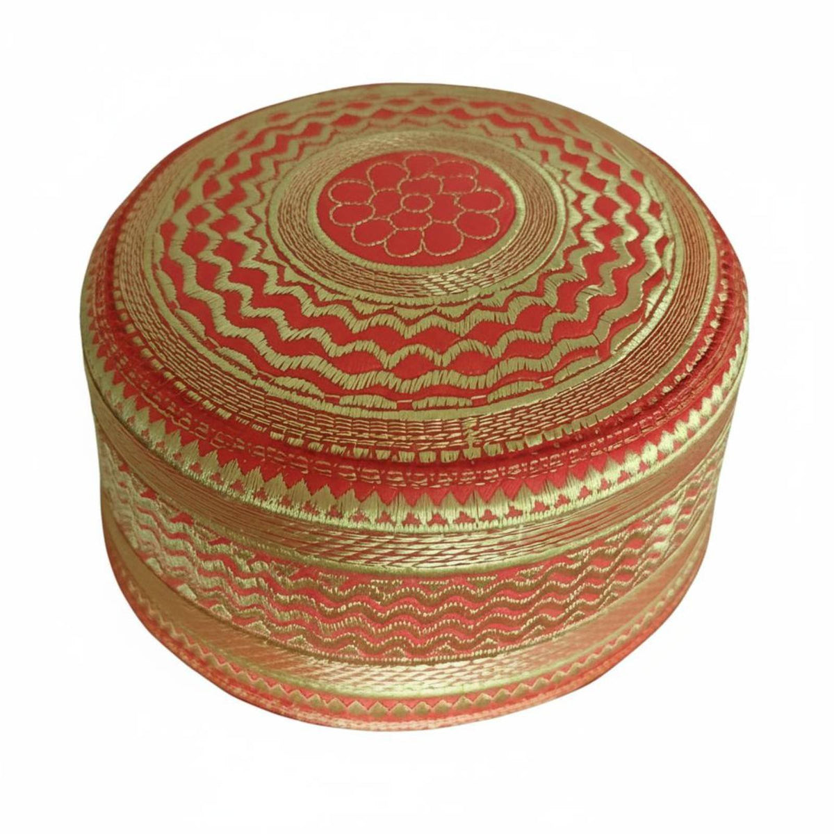 Chinese Prayer Hat, Red Gold Embroidery, Unisex