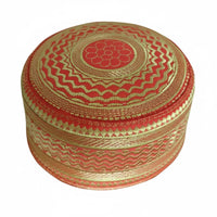 Chinese Prayer Hat, Red Gold Embroidery, Unisex