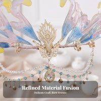 Traditional Chinese Hair Jewelry Set Ancient Design Mermaid Fin Headdress Set Elven Tiara and Ears Celestial Design Fairy